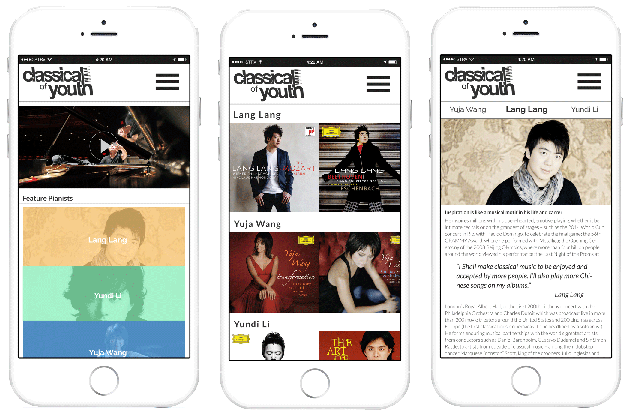 classical of youth website mobile mockup - group one