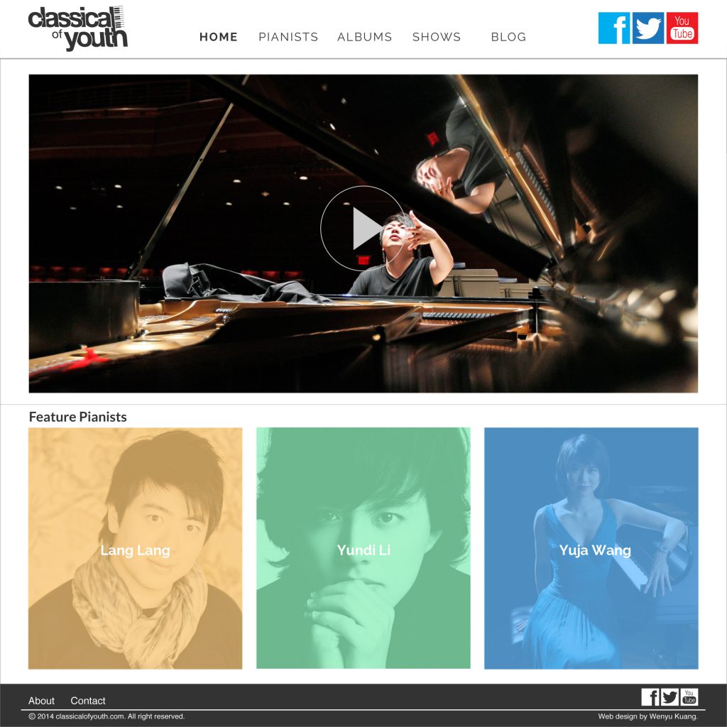 classical of youth website mockup - home page