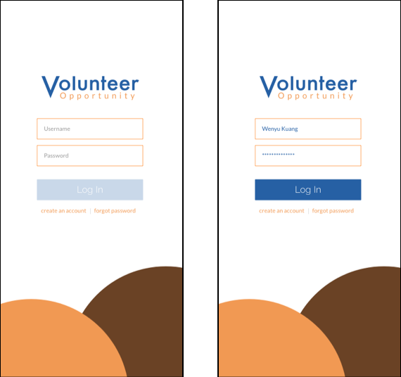 volunteer opportunity app mockup group one