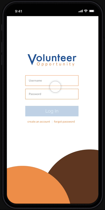 volunteer opportunity app prototype animated demo